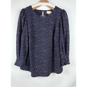 NWOT Women's Melloday Printed Blouse Navy/Multi Color Size L